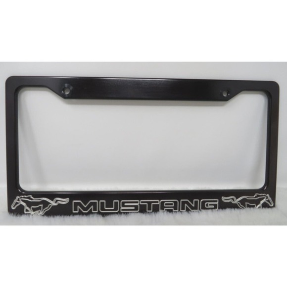 Ford Mustang Laser Etched Black Stainless Aluminum License Plate‎ Frame Pony - Picture 1 of 4